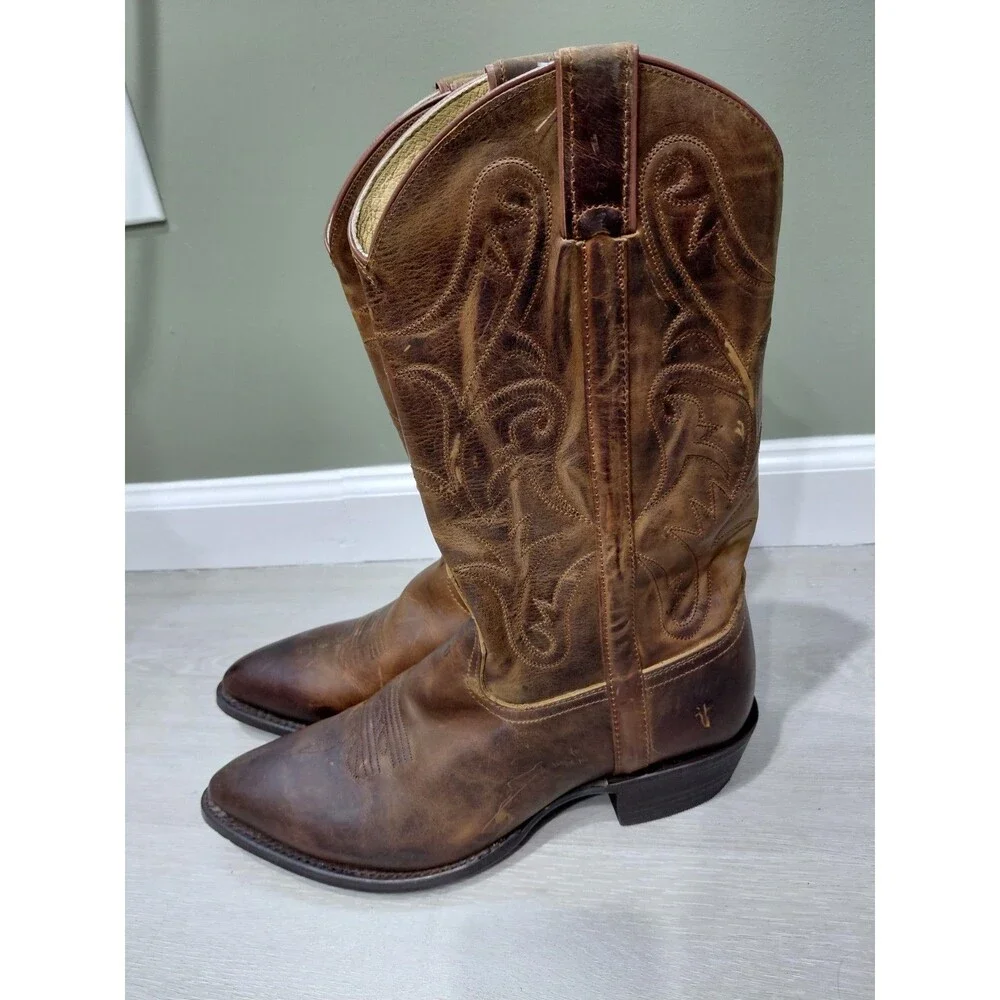 Frye 279034 Men’s Brown Leather Western Boots- sz 10.5 D